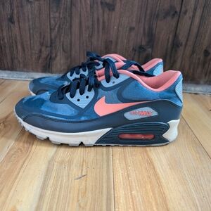 Nike Air Max 90 camo Blue Pink Sneakers Women's 7.5